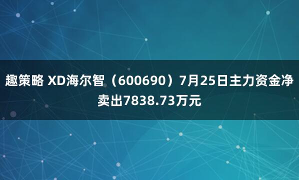 趣策略 XD海尔智（600690）7月25日主力资金净卖出7838.73万元