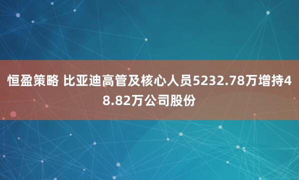 恒盈策略 比亚迪高管及核心人员5232.78万增持48.82万公司股份